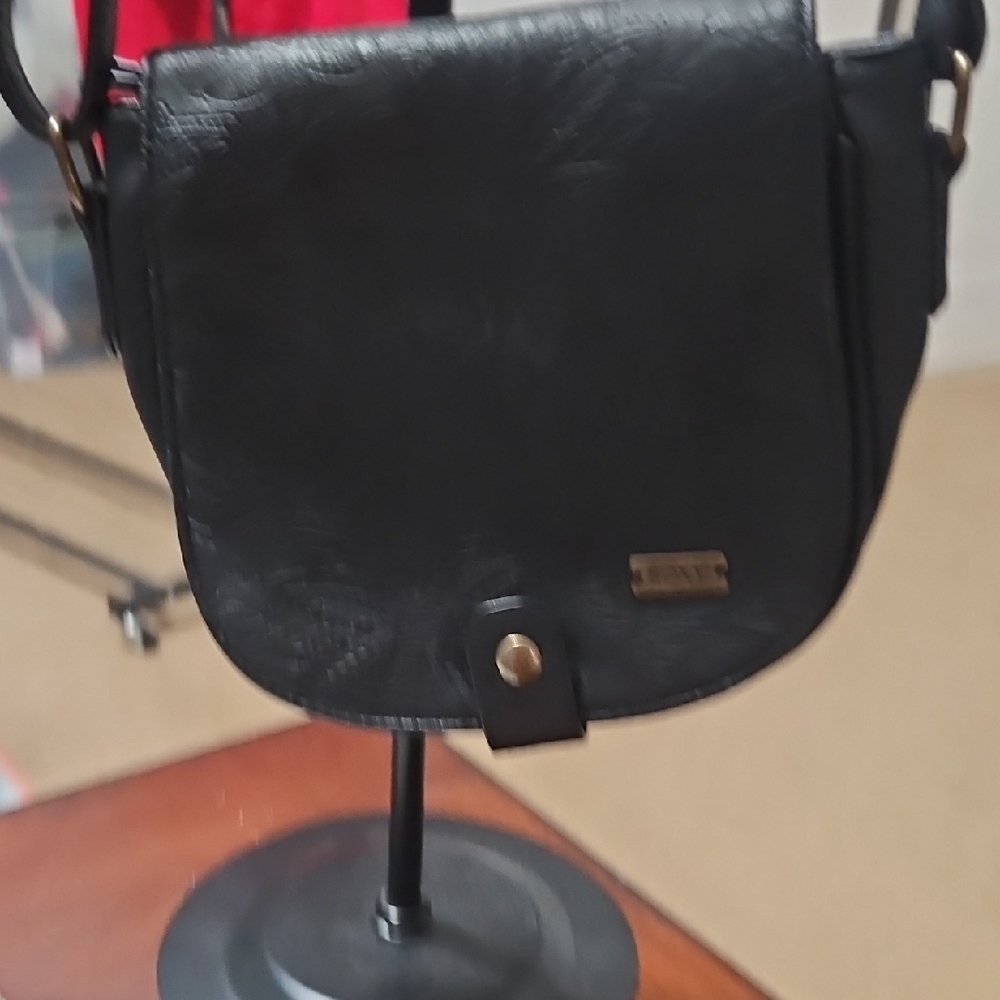 ROXY Black Textured Crossbody Bag with Flap-Over Design